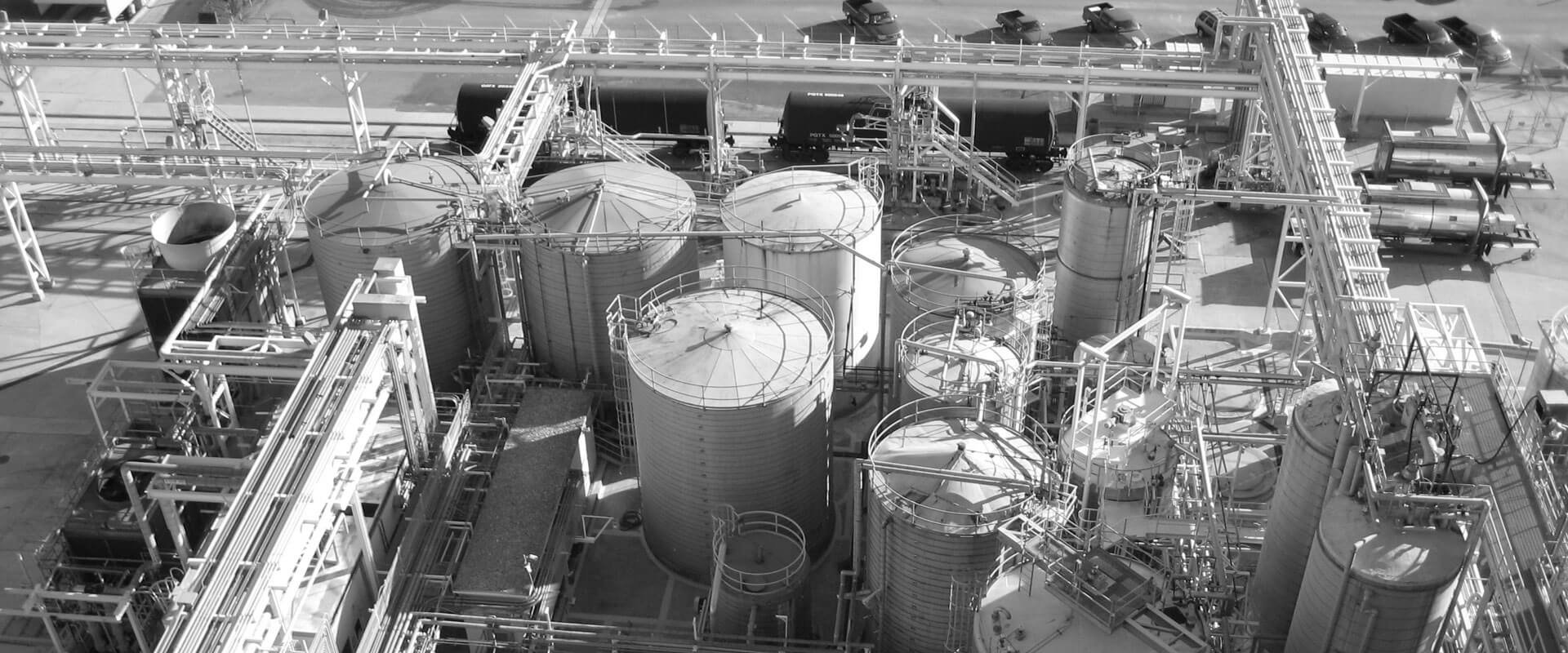 black and white arial photo of facility